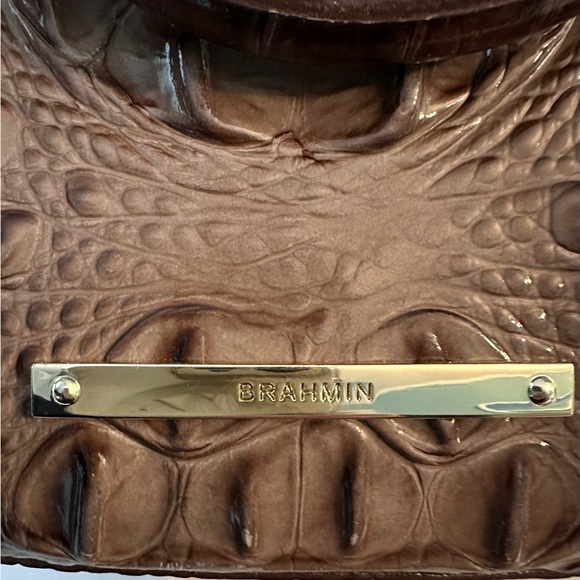 Brahmin Chocolate Crocodile Embossed Shoulder Purse - Picture 7 of 8